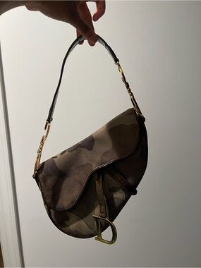 John Galliano Era Saddle Bag  Camo with Gold Hardware